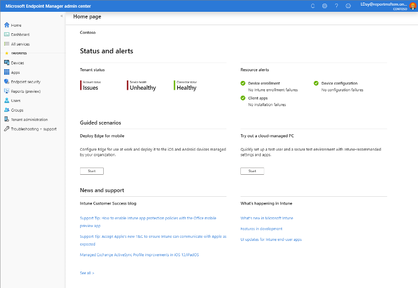 Endpoint Manager, Security Manager Dashboard