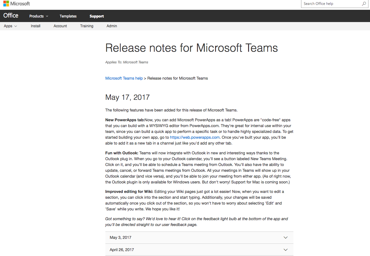office 365 teams weekly release notes