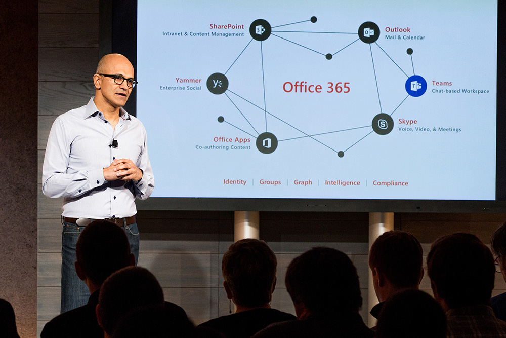microsoft office teams keynote by Microsoft CEO Sayta