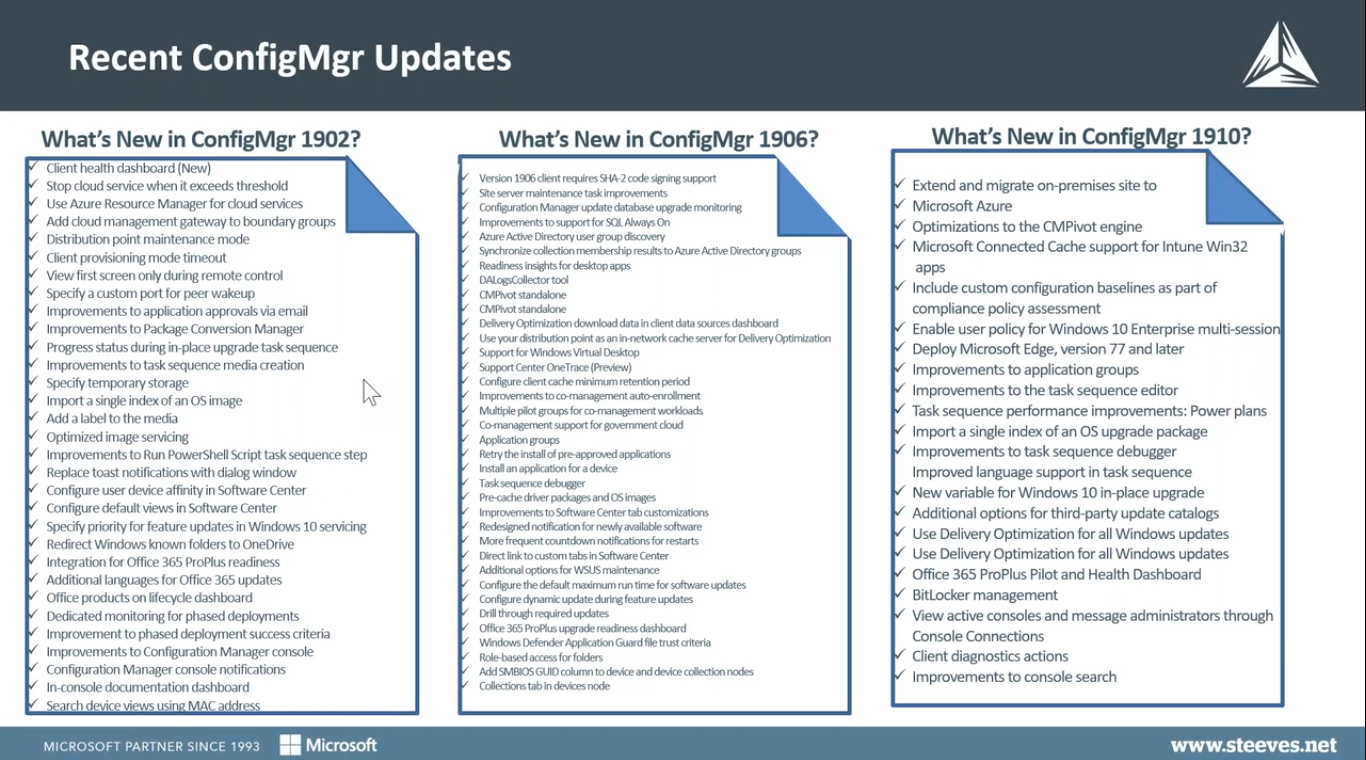 Microsoft EndPoint Management - Configuration Manager updates in 2019