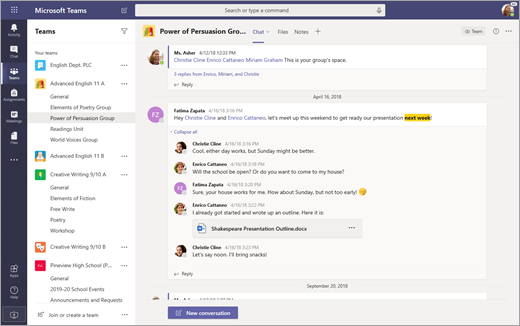 What's included in Microsoft Teams?