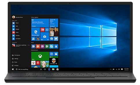 An image of the Windows 10 operating system on a black laptop.